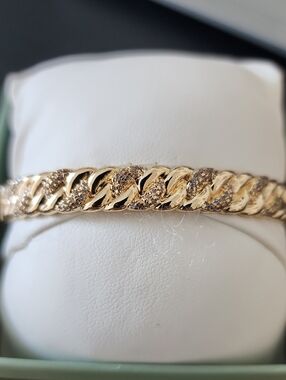 Gold-Tone Pave Cuban Link Bracelet - Women Jewelry